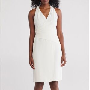 NWT Trina Turk, “Samantha” drape cocktail dress in Whitewash color Size 6